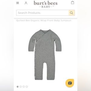 Burt’s Bees Baby quilted wrap front baby jumpsuit size 3-6M